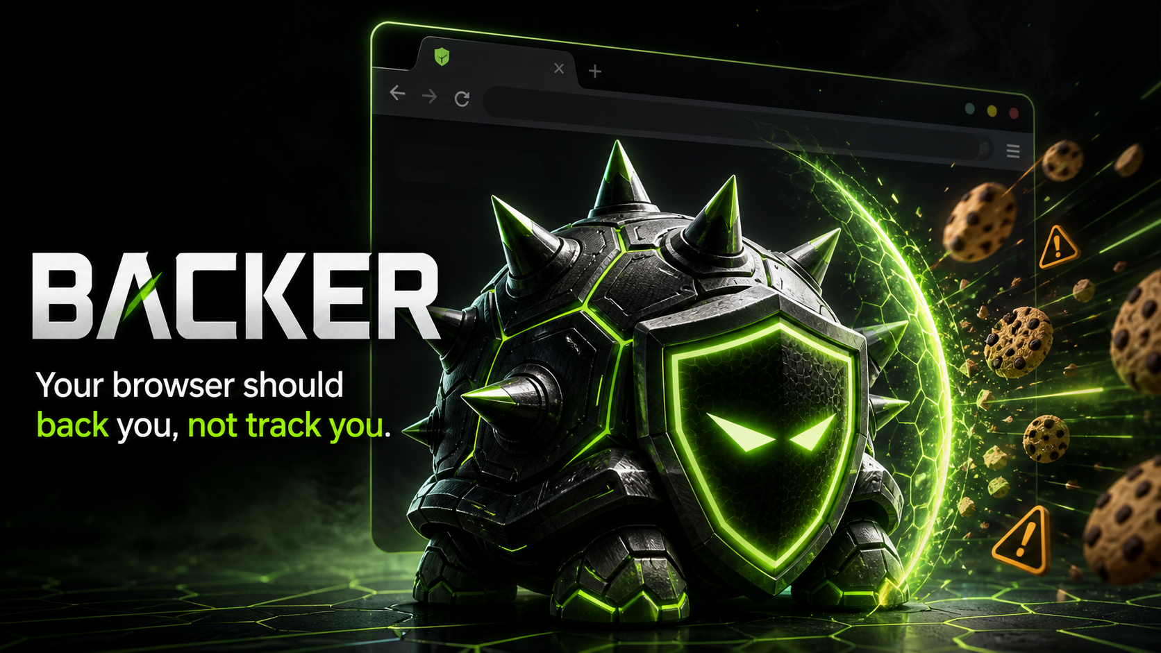 Armored privacy shell protecting a browser from tracking cookies